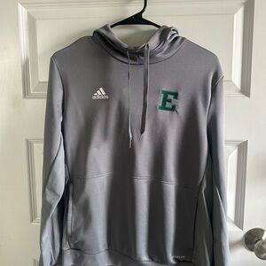 adidas Men’s Gray Crewneck Hoodie with Green 'E' Patch